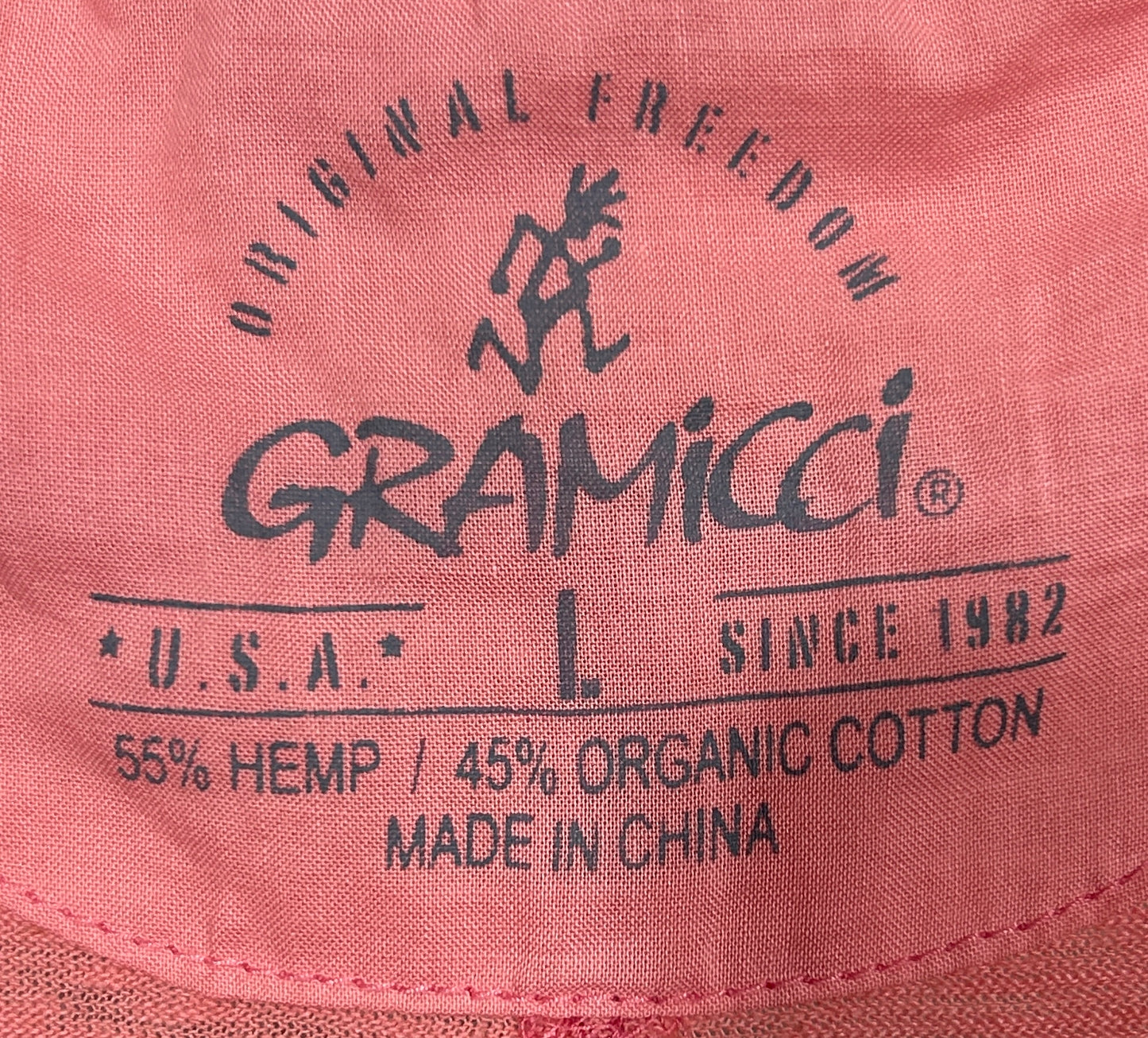 Gramicci Women's Hemp-Blend V-Neck Tee Shirt, Coral Pink, Size L – Organic Cotton, Outdoor Style