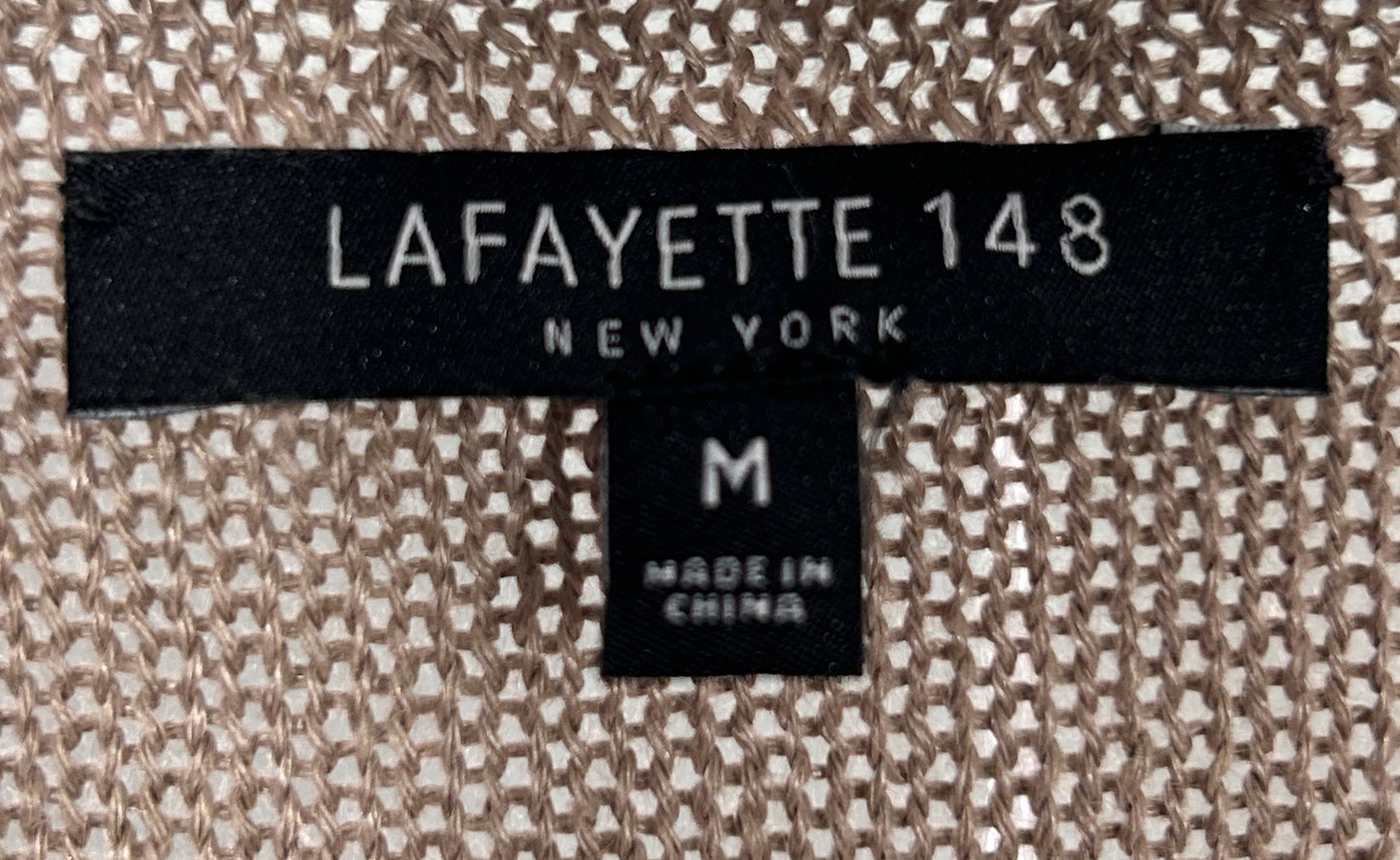 Lafayette 148 New York 100% Hemp Sheer Knit V-Neck Long Sleeve Sweater - Size M