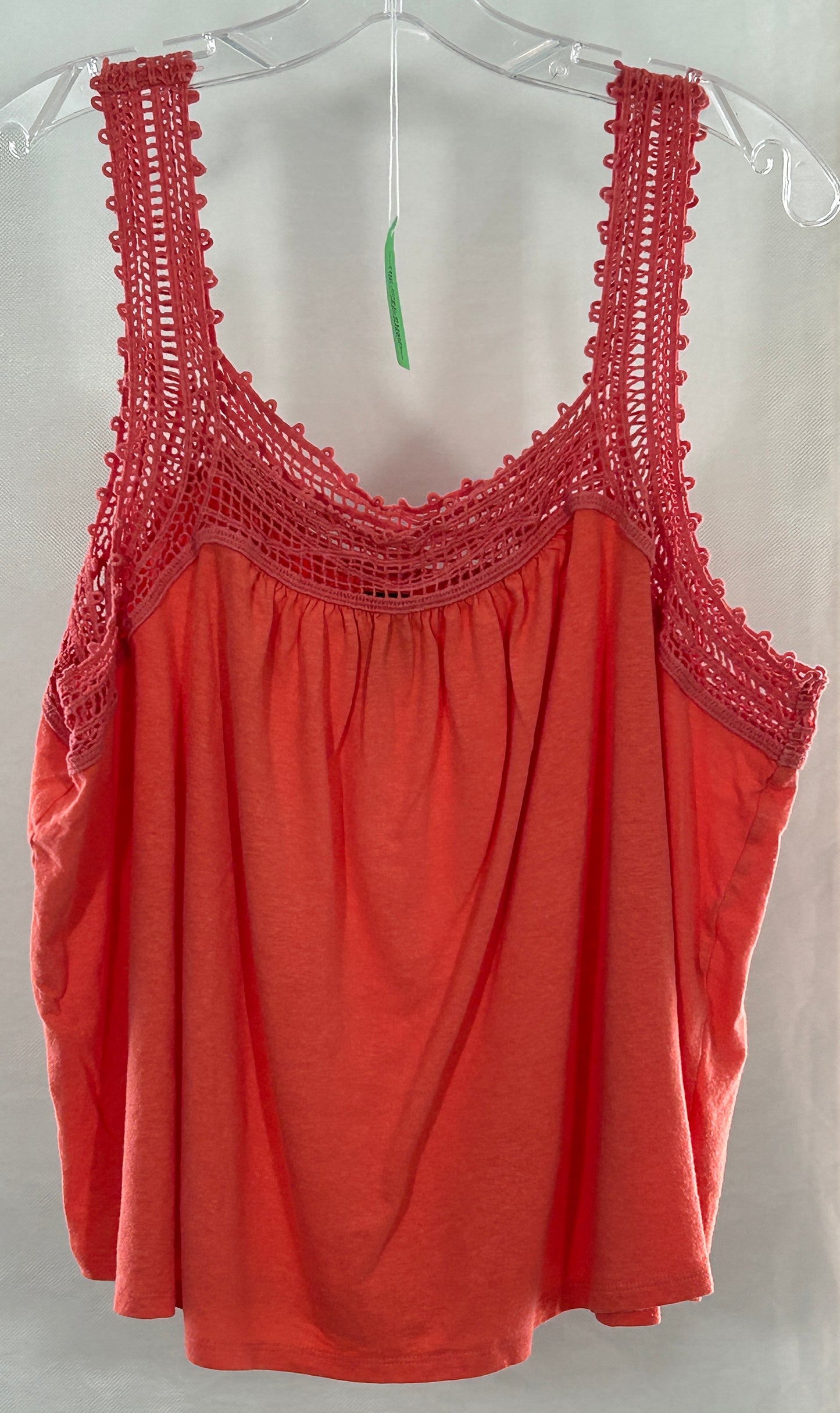 GAP XL Crochet Lace Trim Tank Top - Flamingo Coral Sleeveless Blouse