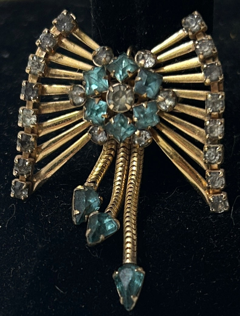 Vintage MCM Signed Marks & Spencer 12K Gold-Filled Rhinestone Brooch Pendant – Rare