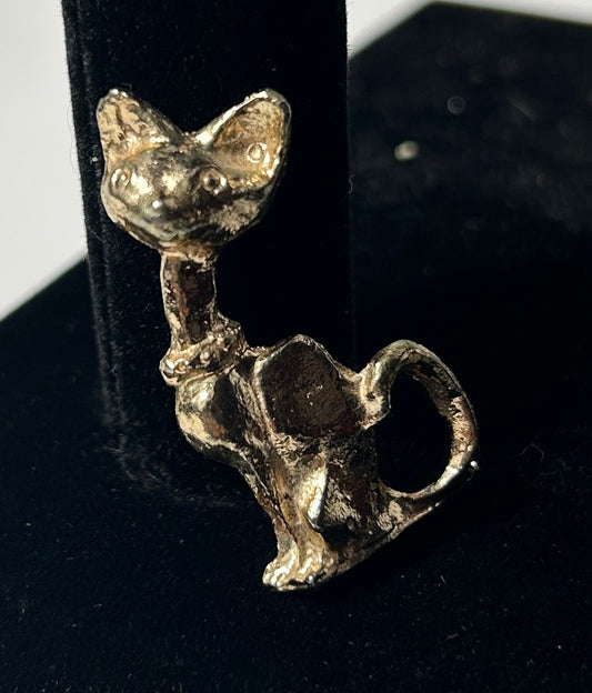Vintage Mid-Century Modern Reuter Siamese Cat Figurine – Solid Brass Miniature