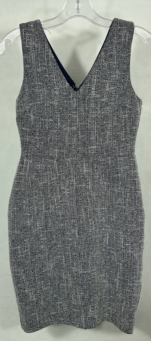 Banana Republic Sheath Dress 00P Petite Gray Tweed Sleeveless V-Neck Workwear