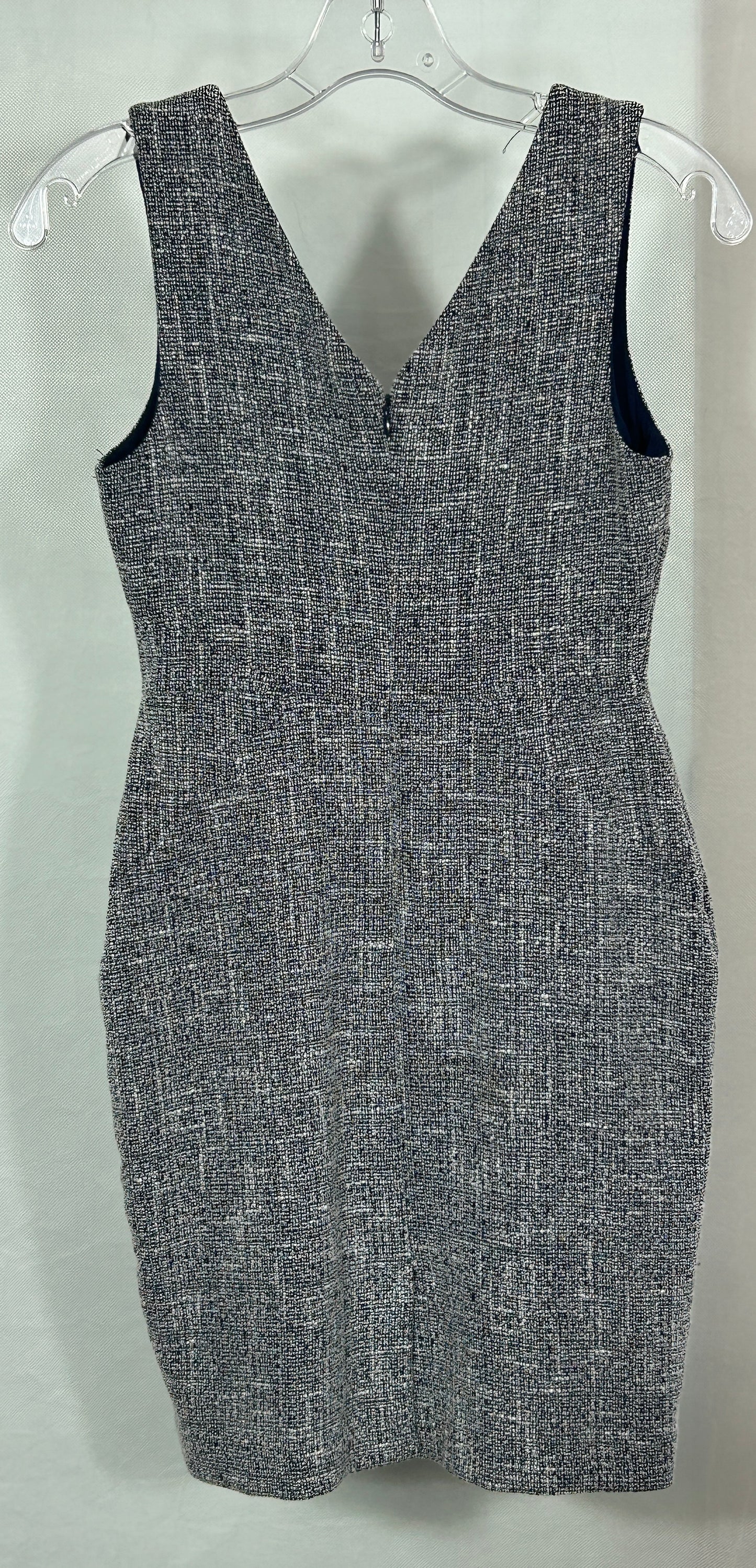 Banana Republic Sheath Dress 00P Petite Gray Tweed Sleeveless V-Neck Workwear