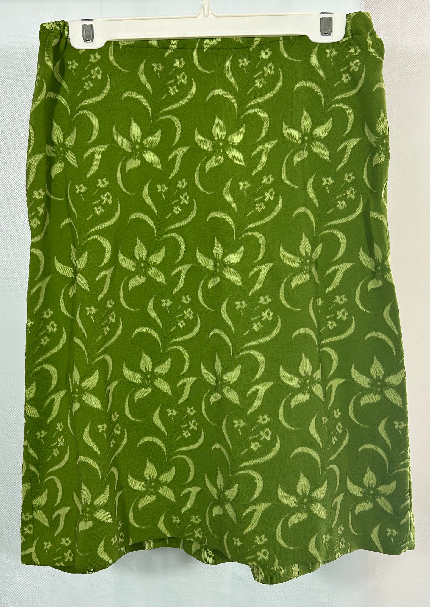 Vintage Korell Knits 1960s Green Floral Knit Two-Piece Set – Button Detail Jacket & Midi Skirt – Mod Retro Suit