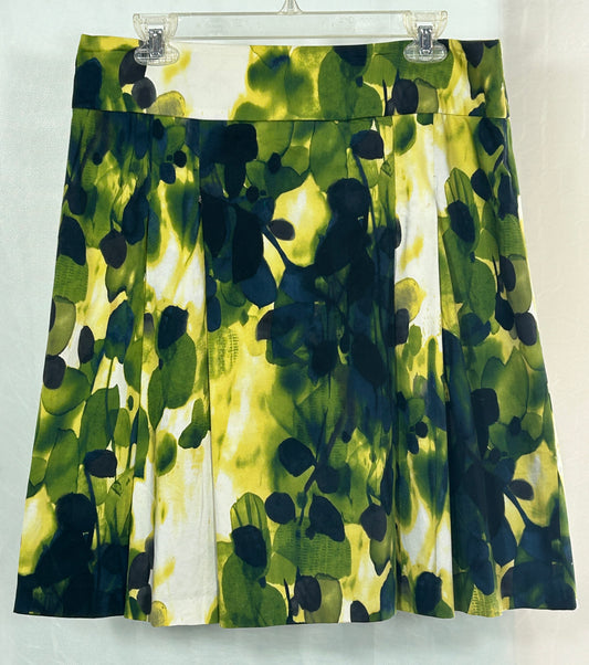 Jones New York Collection Stretch A-Line Skirt Size 10 – Green & Navy Abstract Floral Print
