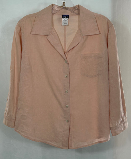 Patagonia Women's Size 6 Organic Hemp Cotton Long Sleeve Shirt – Light Peach Button-Up Top