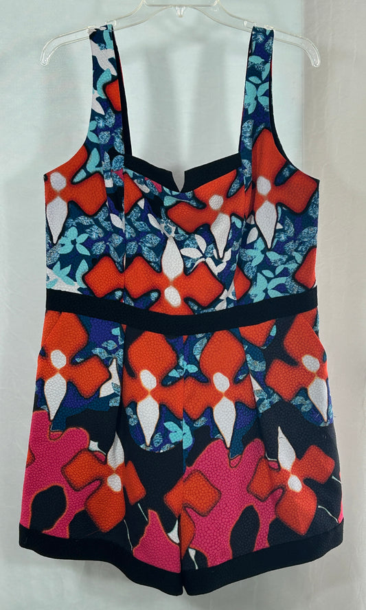 Peter Pilotto Sleeveless Romper Size 16 – Multicolor Abstract Print Textured One-Piece