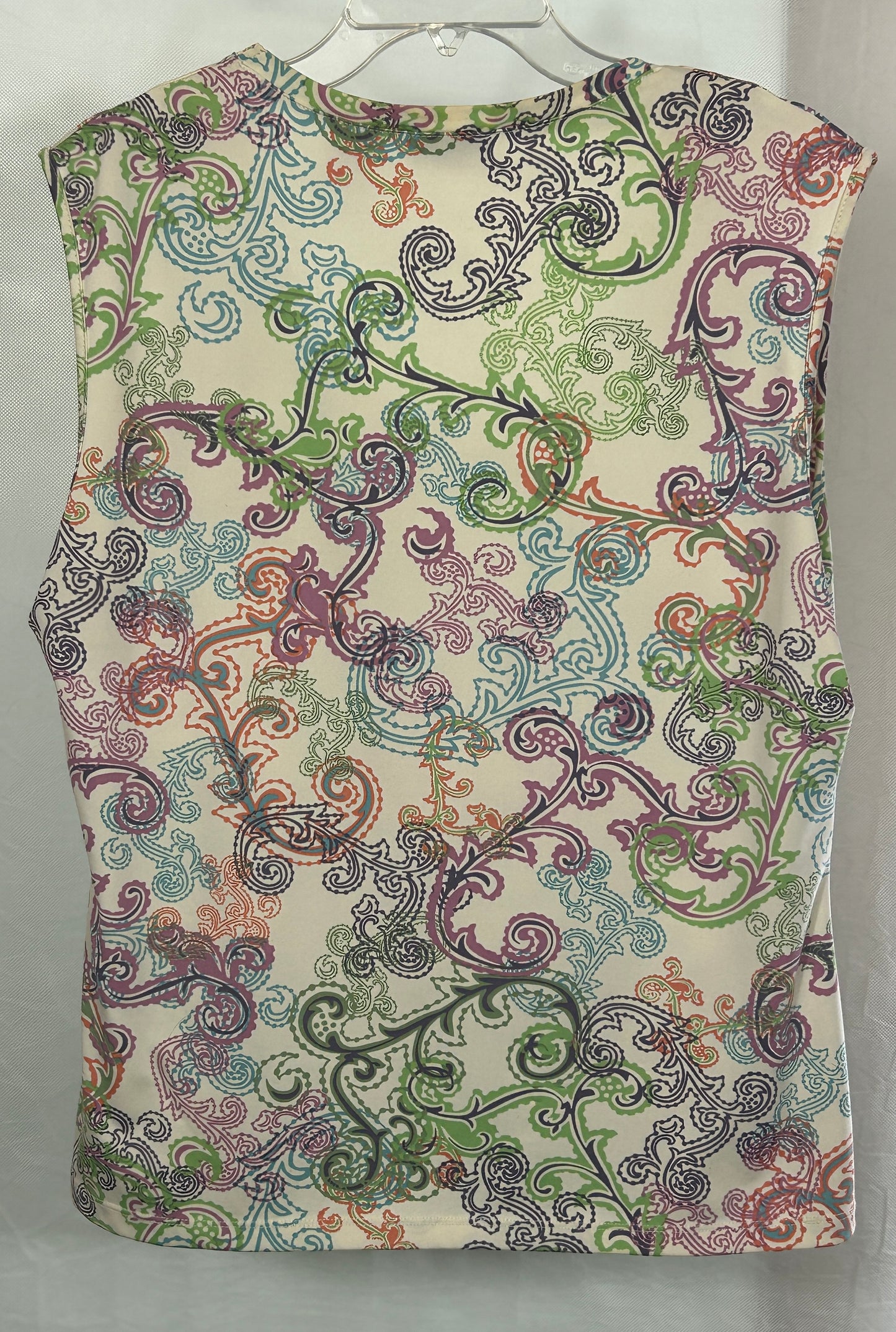New York & Company Stretch XL Tank Top – Colorful Scroll Print, Sleeveless Blouse