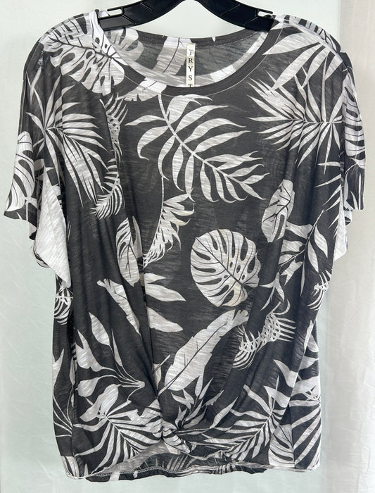 TRYST American Brand XL Asymmetrical Hem Tropical Print Twist Front Top – Made in USA