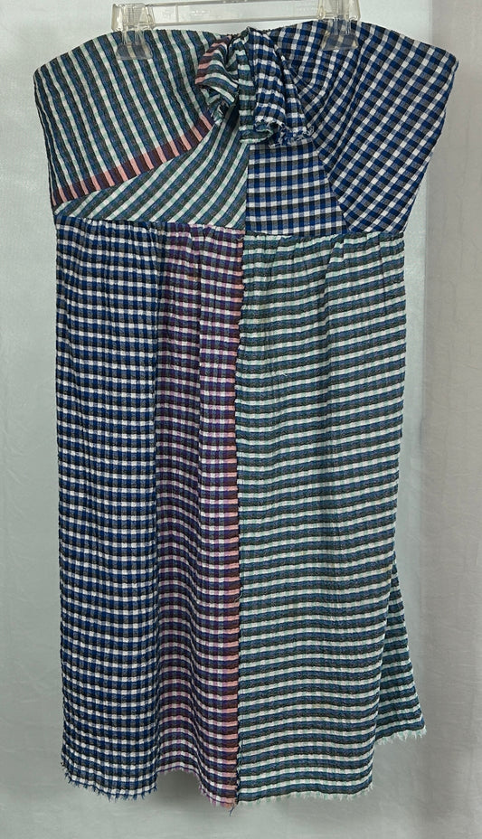 Maeve by Anthropologie Patchwork Gingham Strapless Midi Dress Size 14 – Multicolor Summer Dress
