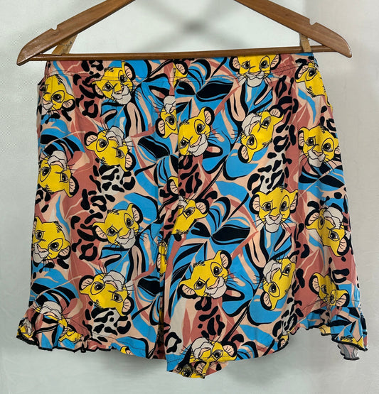 Disney The Lion King Simba Print Sleep Shorts – Size 3X (22W-24W) – Rayon Ruffle Hem Pajama Bottoms