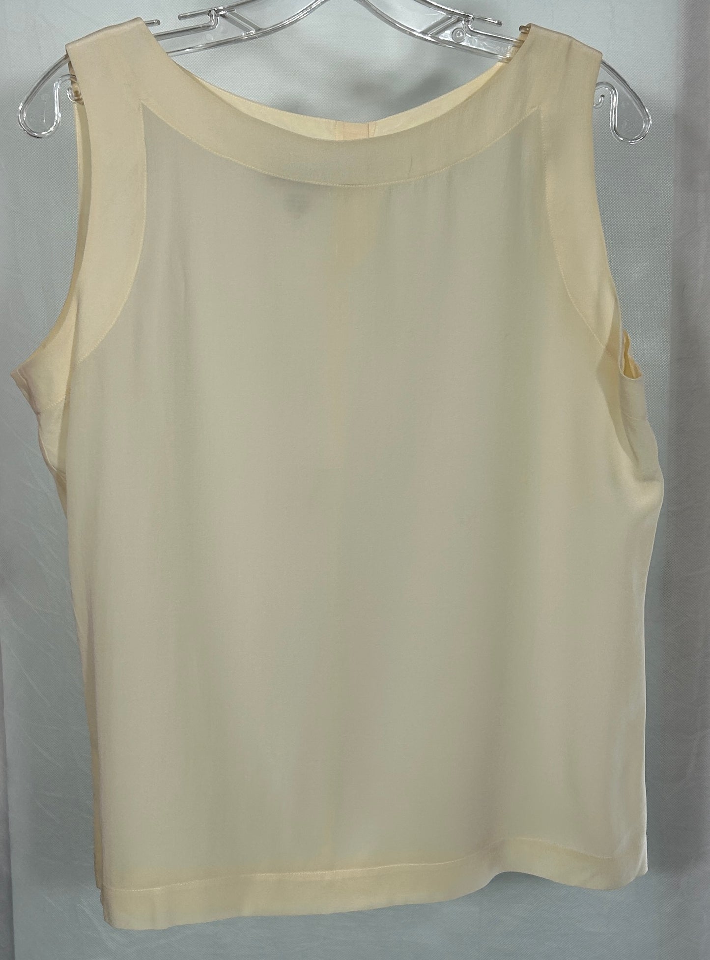 Lauren Alexandra 100% Silk Ivory Sleeveless Blouse – Size 10, Minimalist Back Button Detail