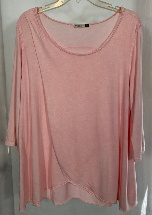 Chalet et Ceci Pink Asymmetrical Tunic Top Size Large – Hemp Cotton Blend, Made in USA