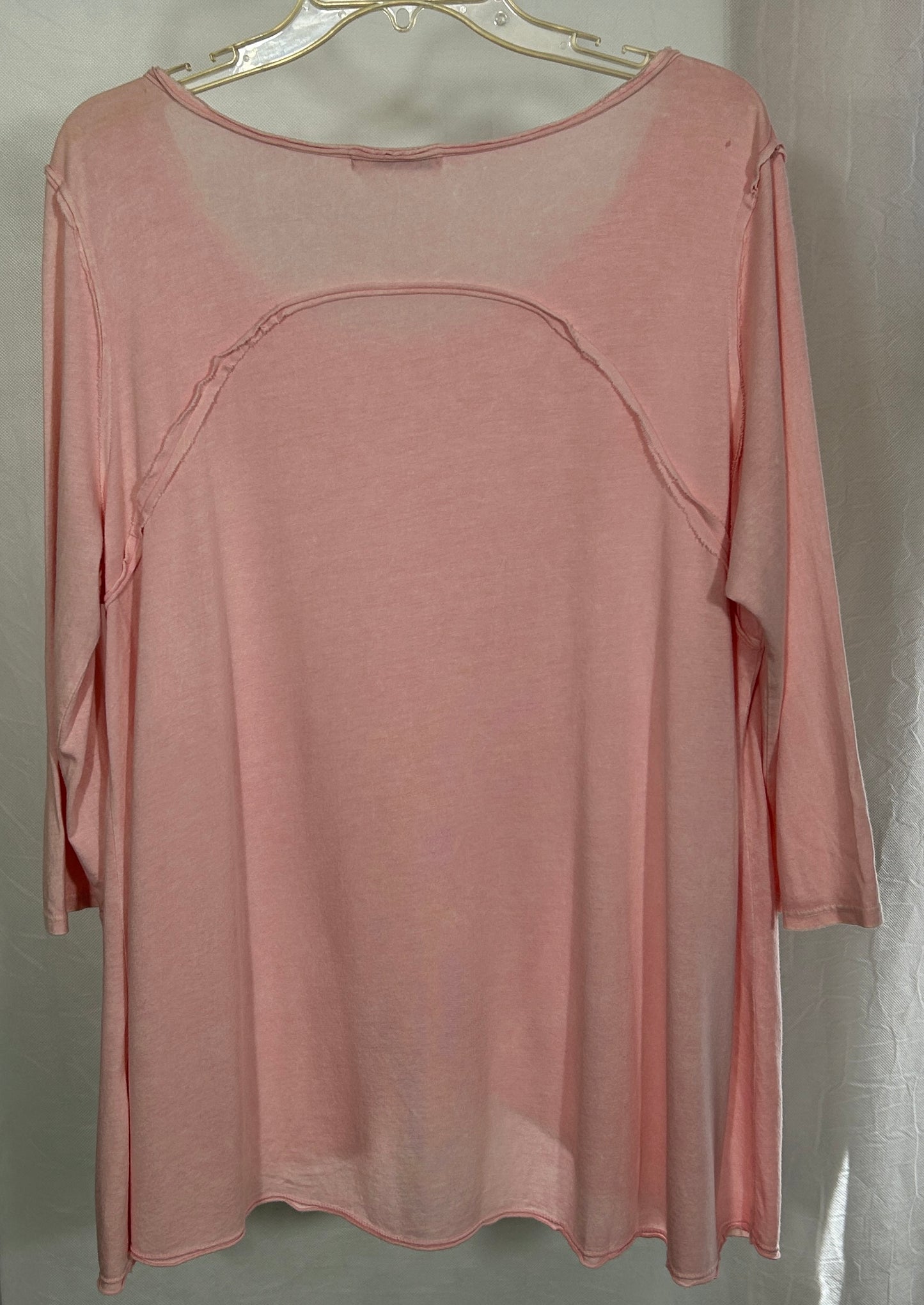 Chalet et Ceci Pink Asymmetrical Tunic Top Size Large – Hemp Cotton Blend, Made in USA