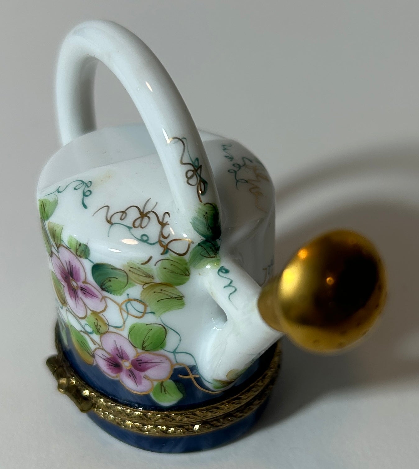 Limoges Rochard Watering Can Trinket Box – Hand Painted Floral Porcelain Box, Made in France