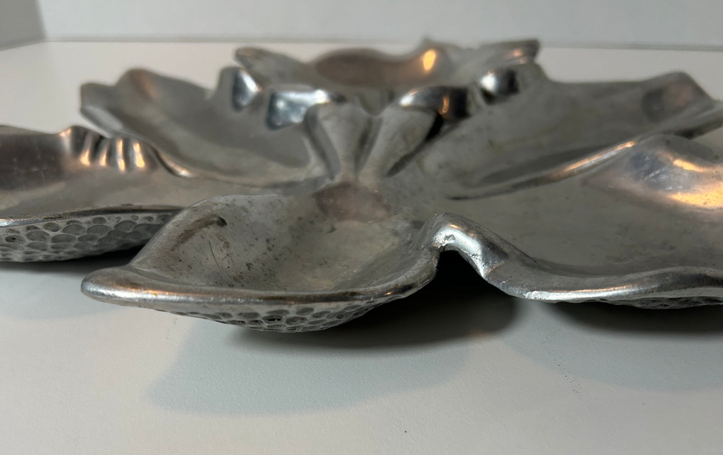 Vintage Signed Arthur Court Aluminum Orchid Flower Dish – 1979 Hammered Metal Floral Tray