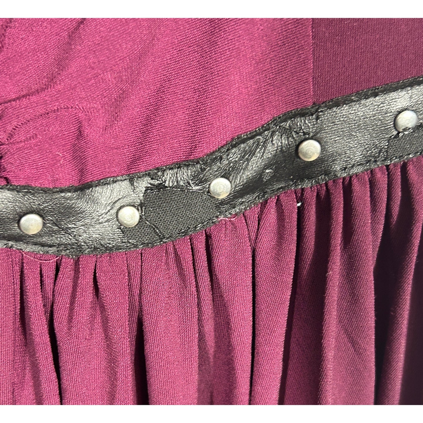 Venus US 10 Purple Sleeveless Dress Studded Faux Leather Trim Gothic Y2K Style