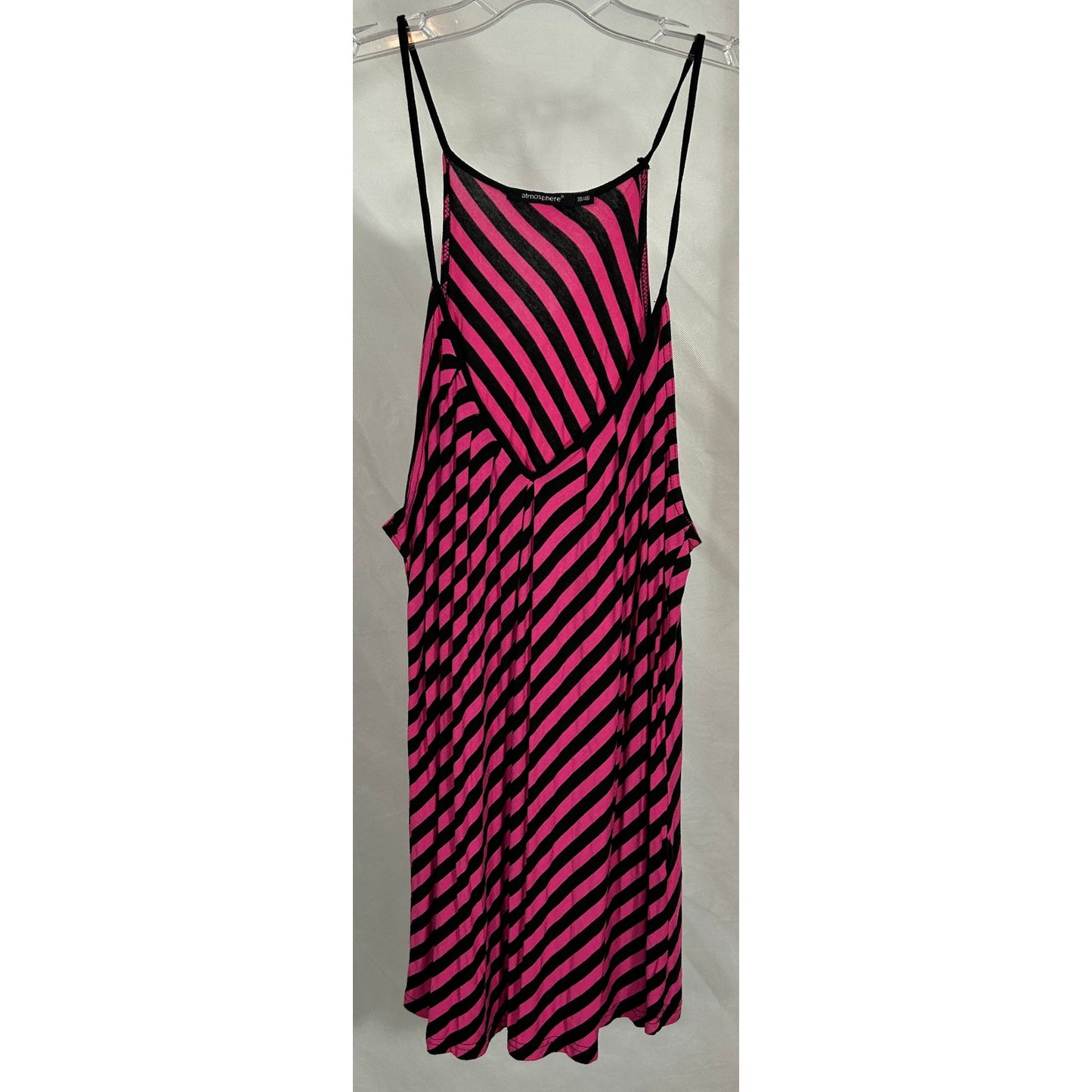 Atmosphere Pink Black Striped Camisole Dress Size 18 Sleeveless Flowy