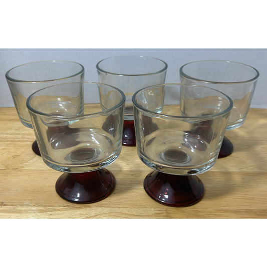 Vintage Anchor Hocking Ruby Red Pedestal Dessert Cups – Set of 5