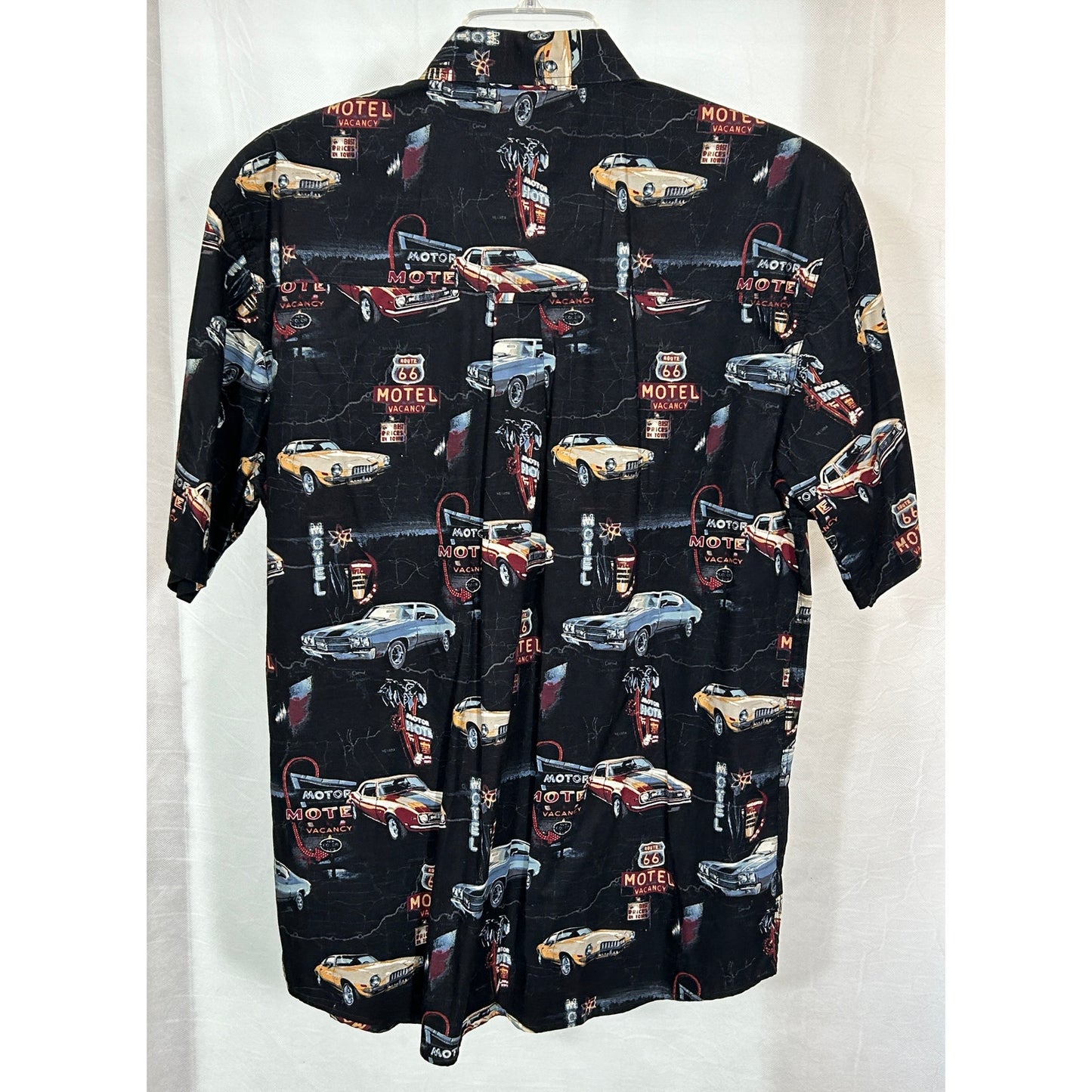 Buckhorn River Route 66 Classic Cars Motel Print Shirt Size M