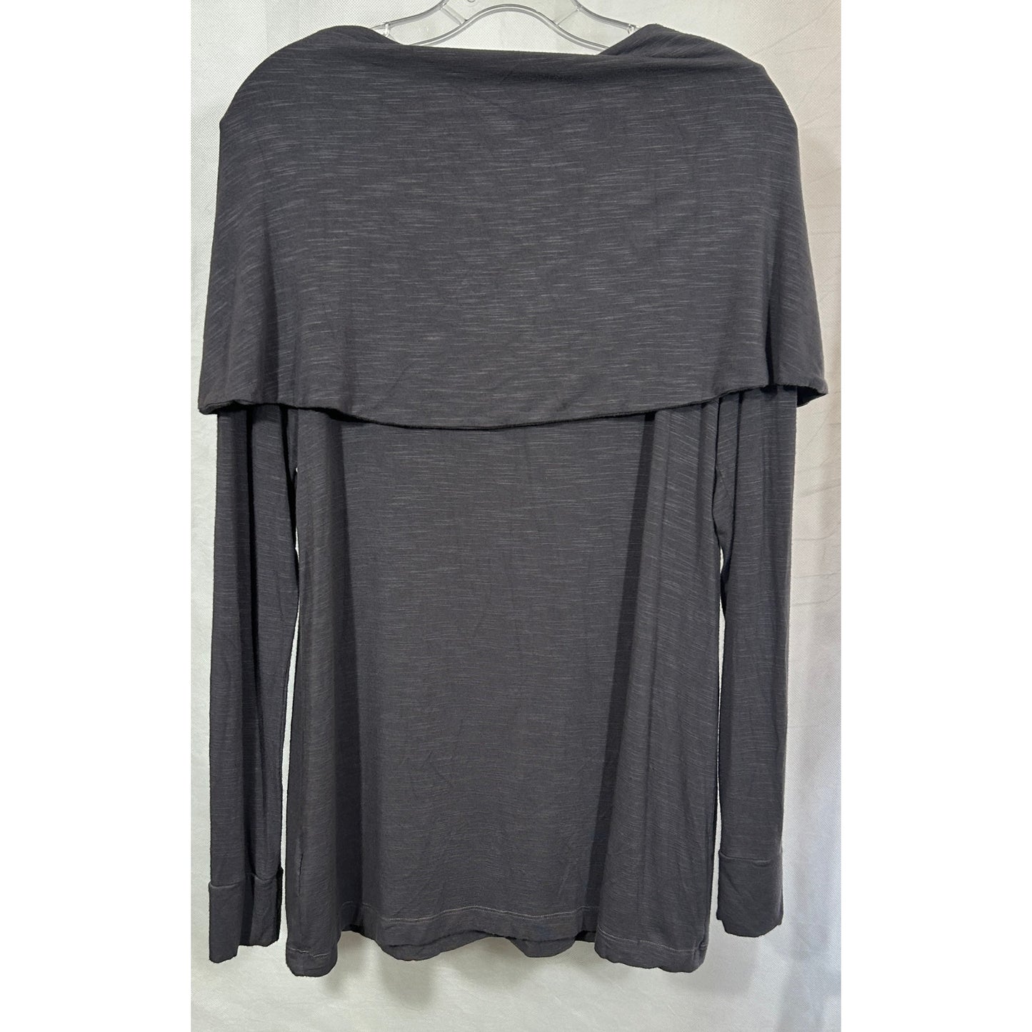 ecoSkin Hemp Spandex Long Sleeve Tunic Top Gray Drape Neck Size L USA