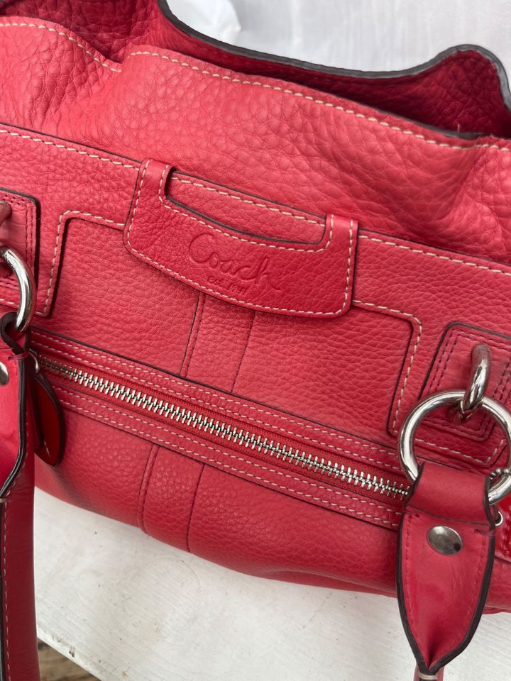 Coach Penelope Red Pebbled Leather Satchel Shoulder Bag