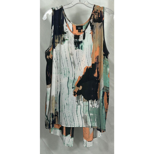 Mossimo Sleeveless Tunic Top XXL Abstract Brushstroke Print High-Low Hem