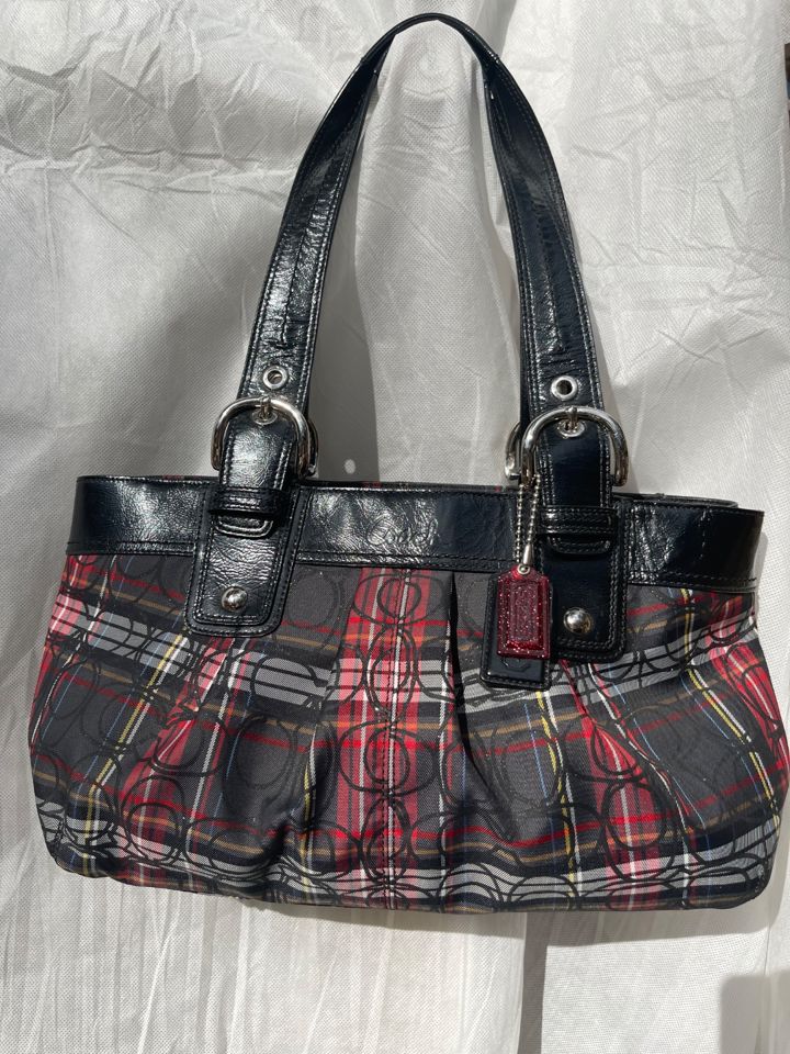 Coach Poppy Tartan Plaid Tote Bag (Style F15467)