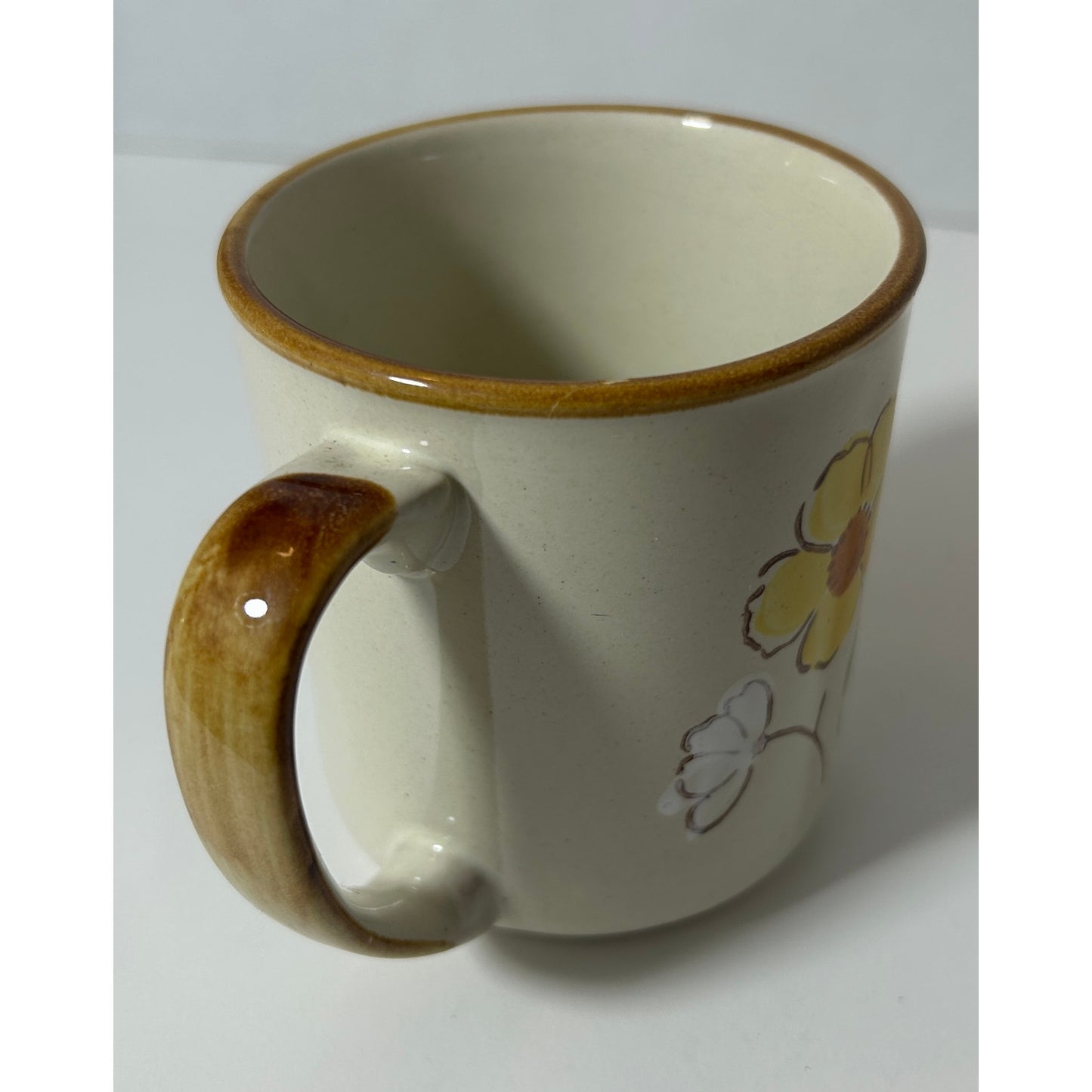 Vintage Casualstone JP Mug Korea Yellow Flower Stoneware Coffee Cup 3.5"