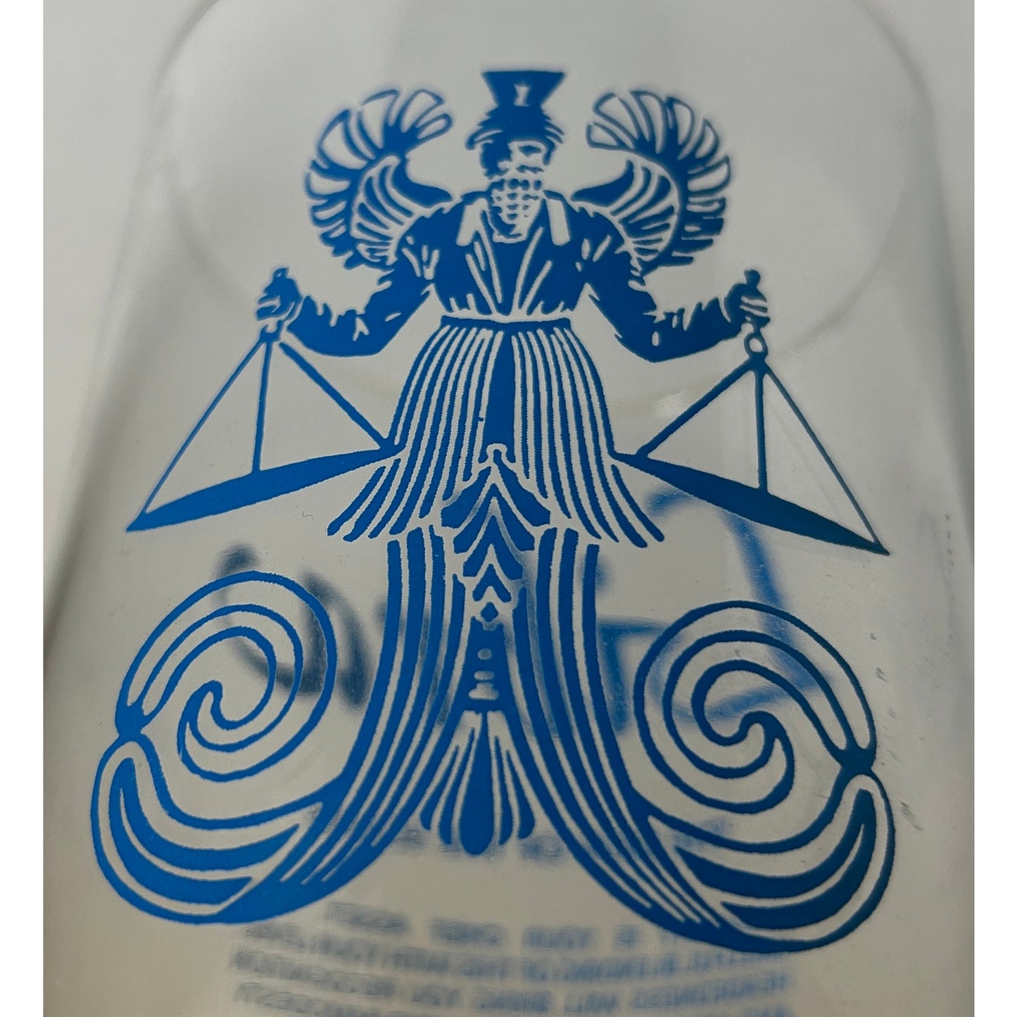 Vintage Libra Zodiac Horoscope Glass 7” Tall – Blue Scales & Traits