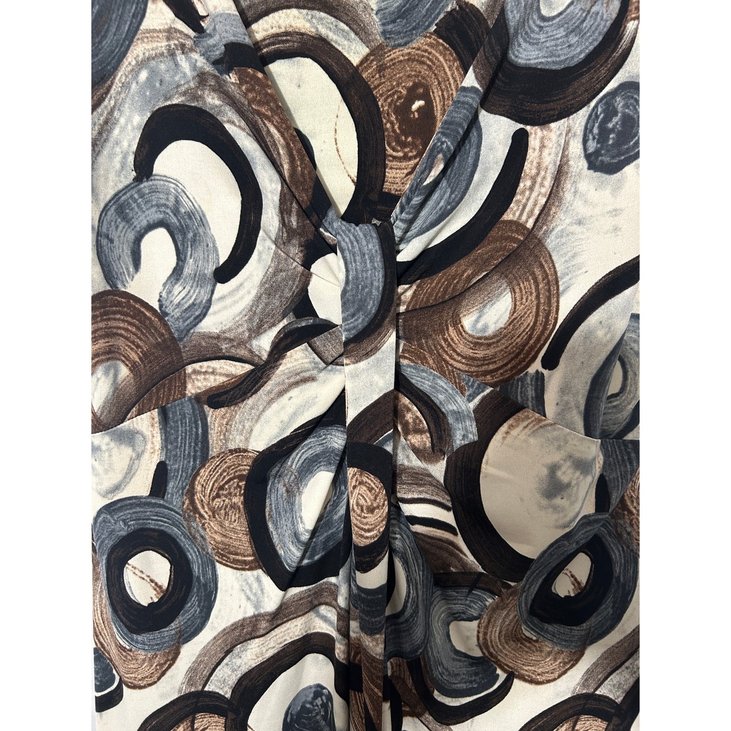 Scarlett Brown Black Circle Print Dress Size 12 Twist Front Knee Length