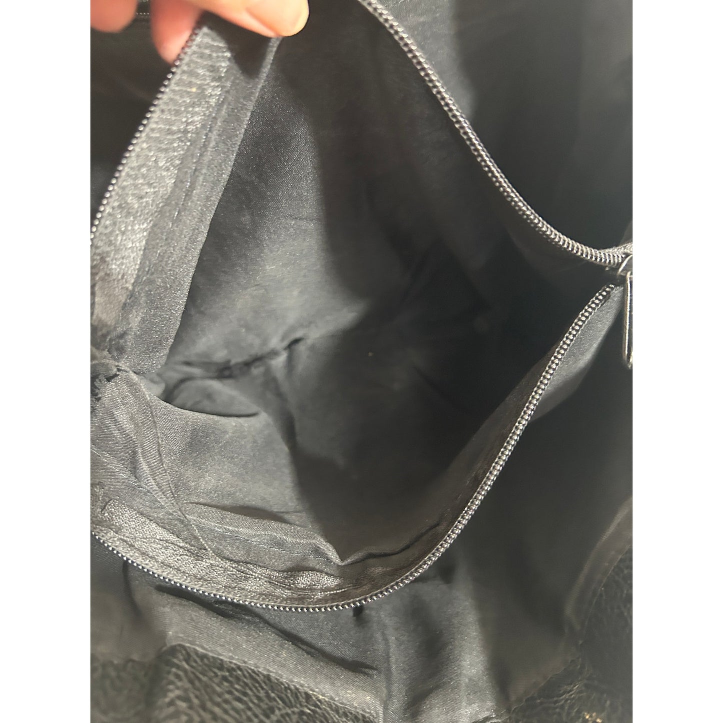 Black Faux Leather Tote Bag with Padlock Accent and Chain Strap 11"x10.5"