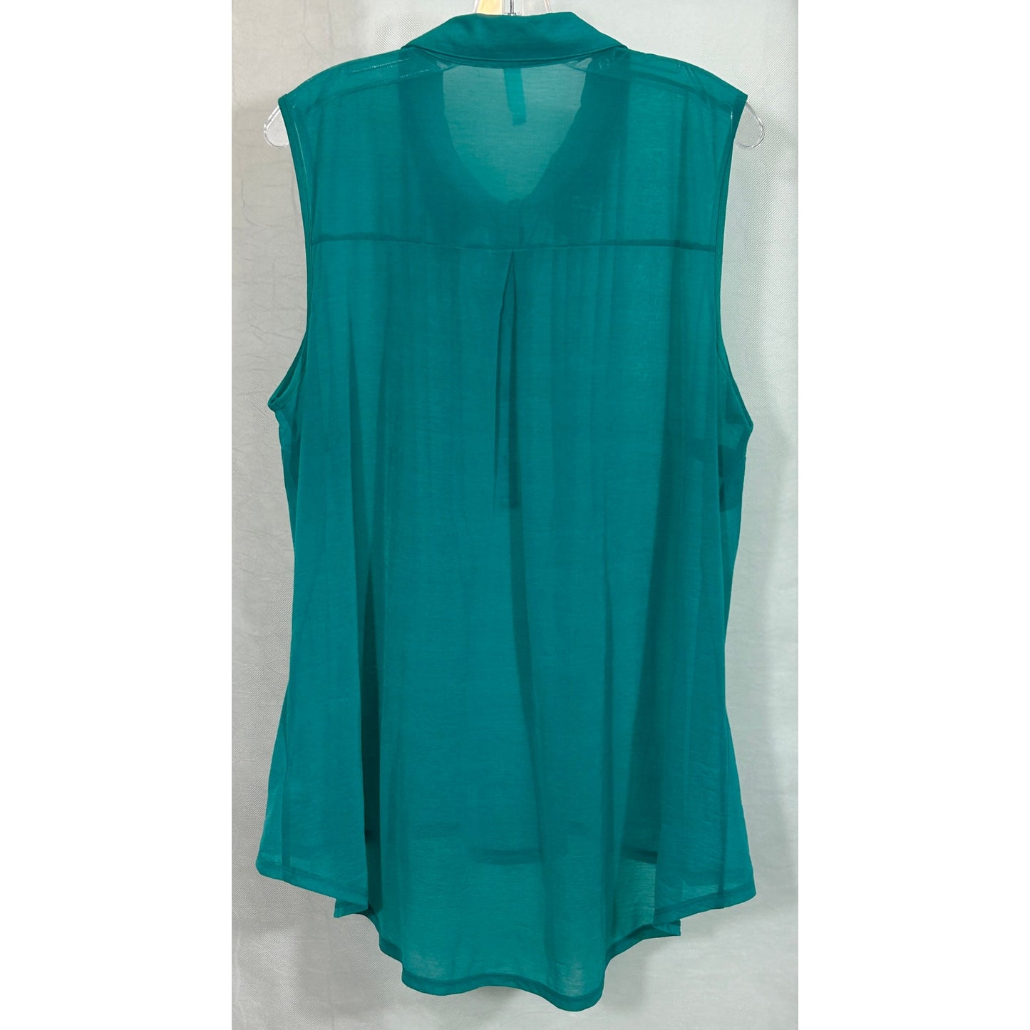 Xhilaration Teal Sleeveless Hi-Low Button Blouse Fits Like Plus Size 2X