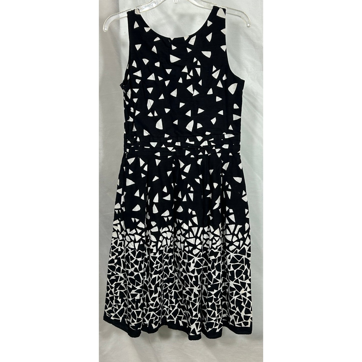 Studio West Black White Geometric Sleeveless Cotton Dress Size M