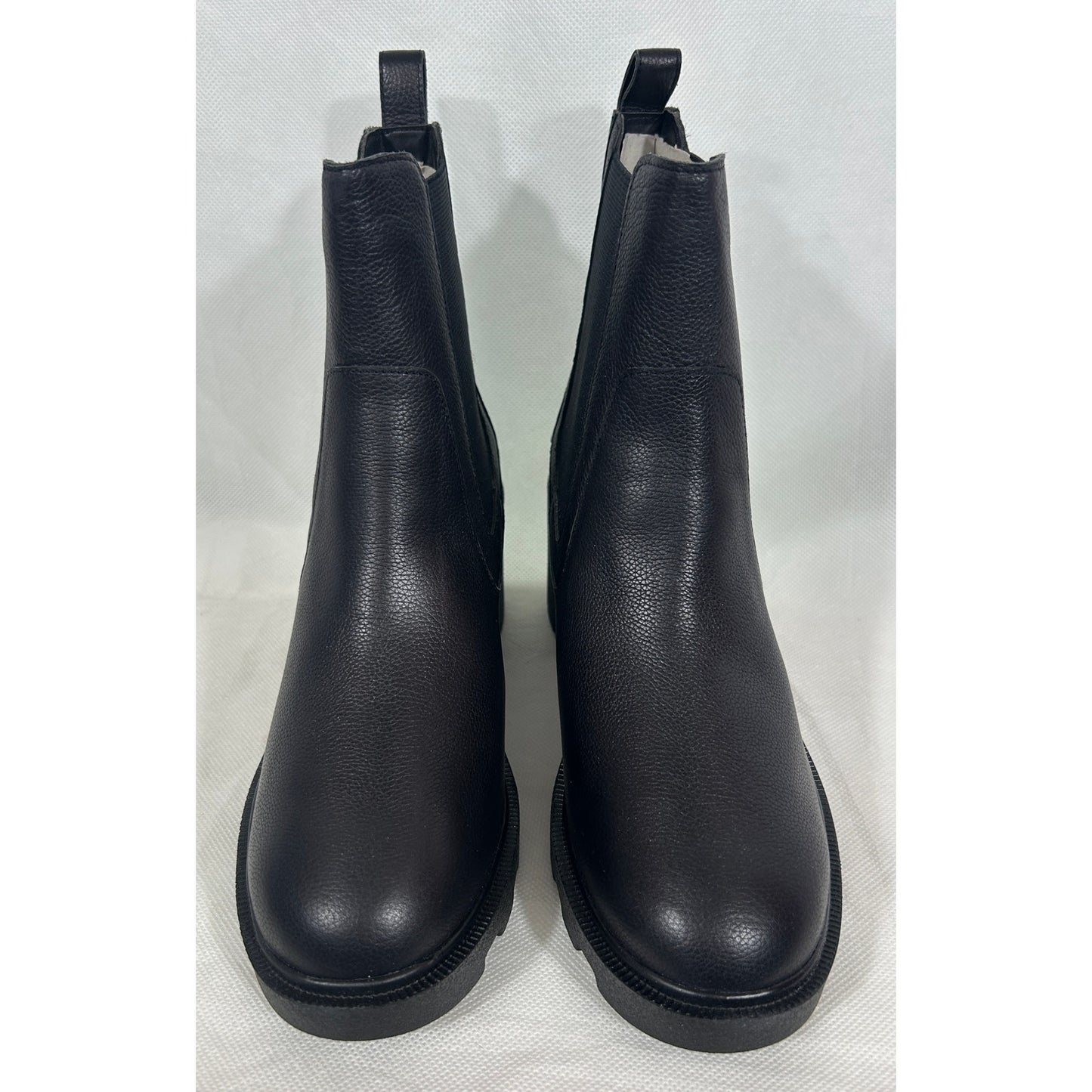 Lisa • Vicky “Bam” Black Leather Platform Ankle Boots 8.5 M Chunky Heel; NIB