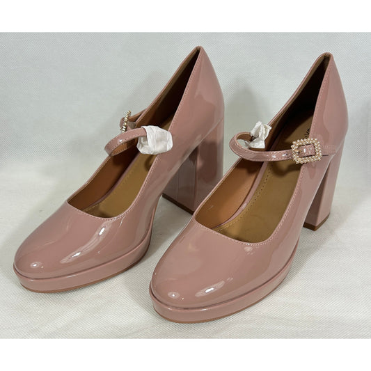 Lisa Vicky Blush Pink Patent Mary‑Jane Platform Heels Size 9M NIB