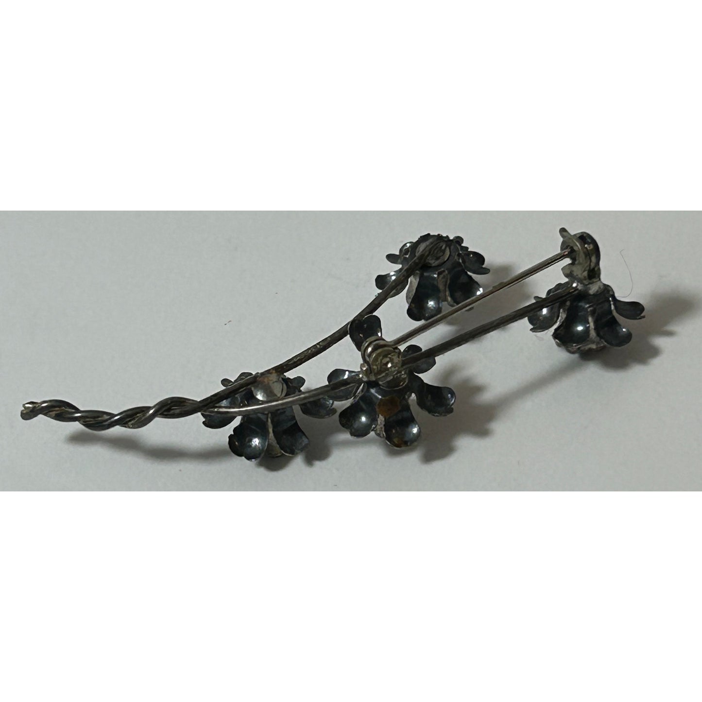 Vintage Sterling Silver Floral Bouquet Brooch Pin 3D Roses 3" x 1.5"
