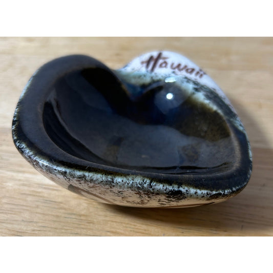 Kay Good Hawaii Signed Pottery Heart Dish Abstract Mid-Century Modern