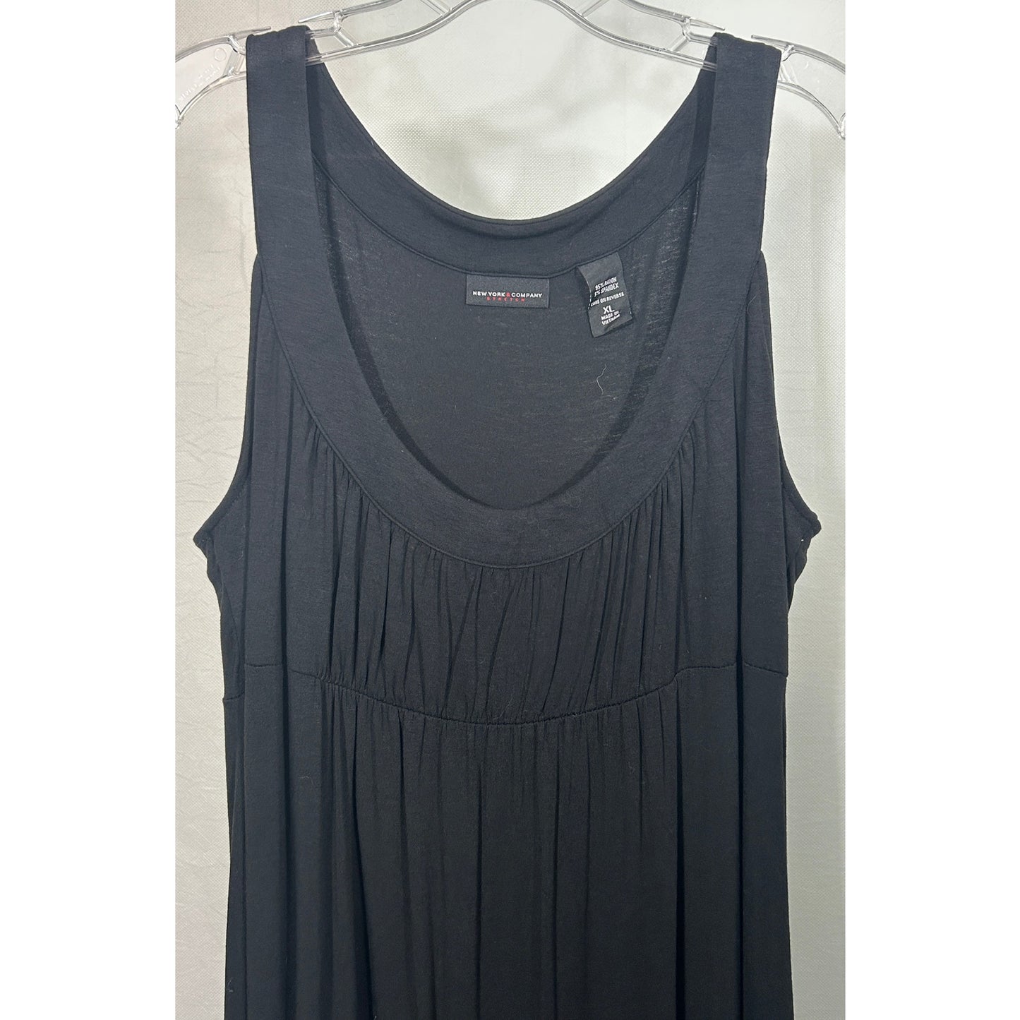 New York & Company Black Sleeveless Stretch Dress XL Scoop Neck Midi