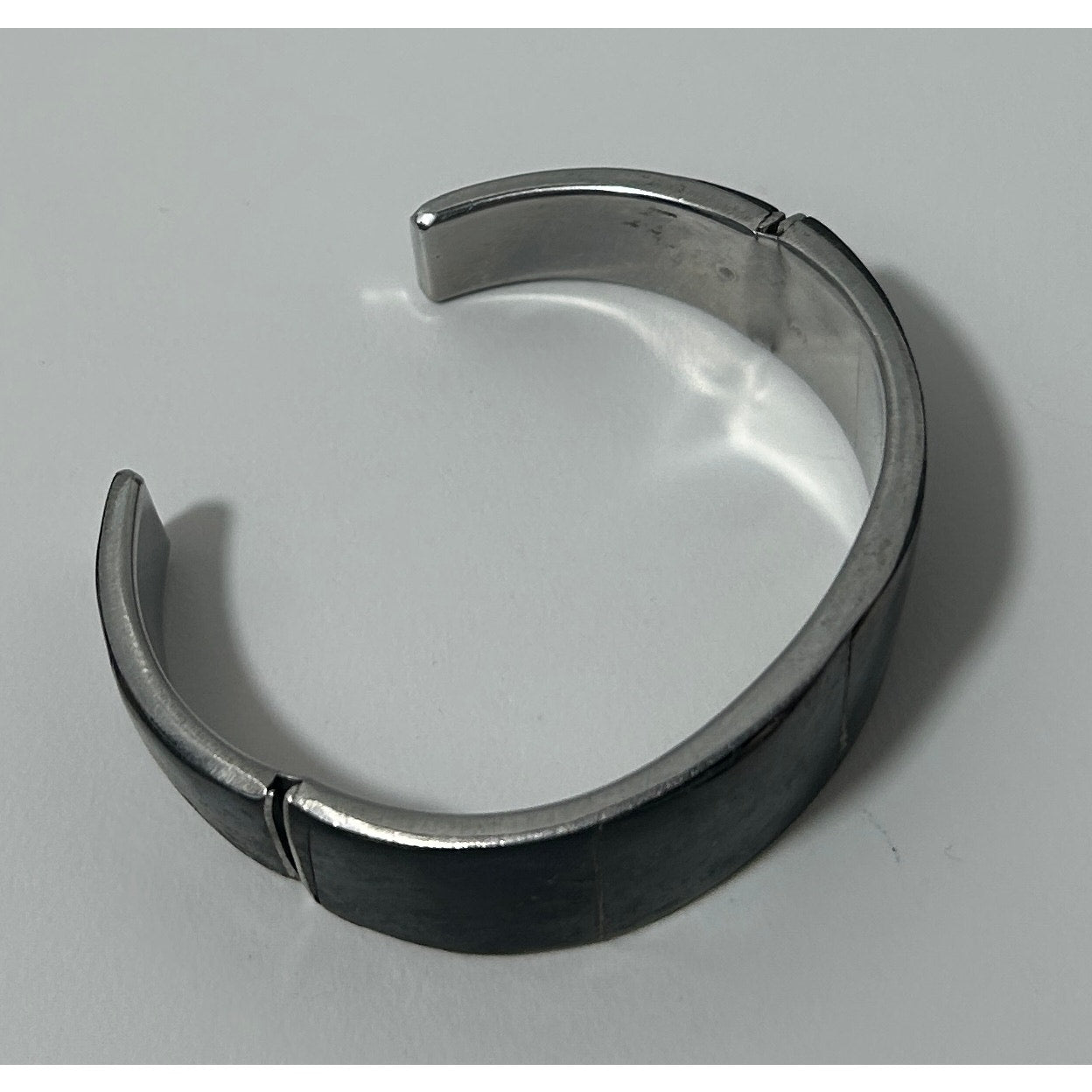 Vintage Philippine Handmade Abalone Inlay Silver-Tone Cuff Bracelet 6″