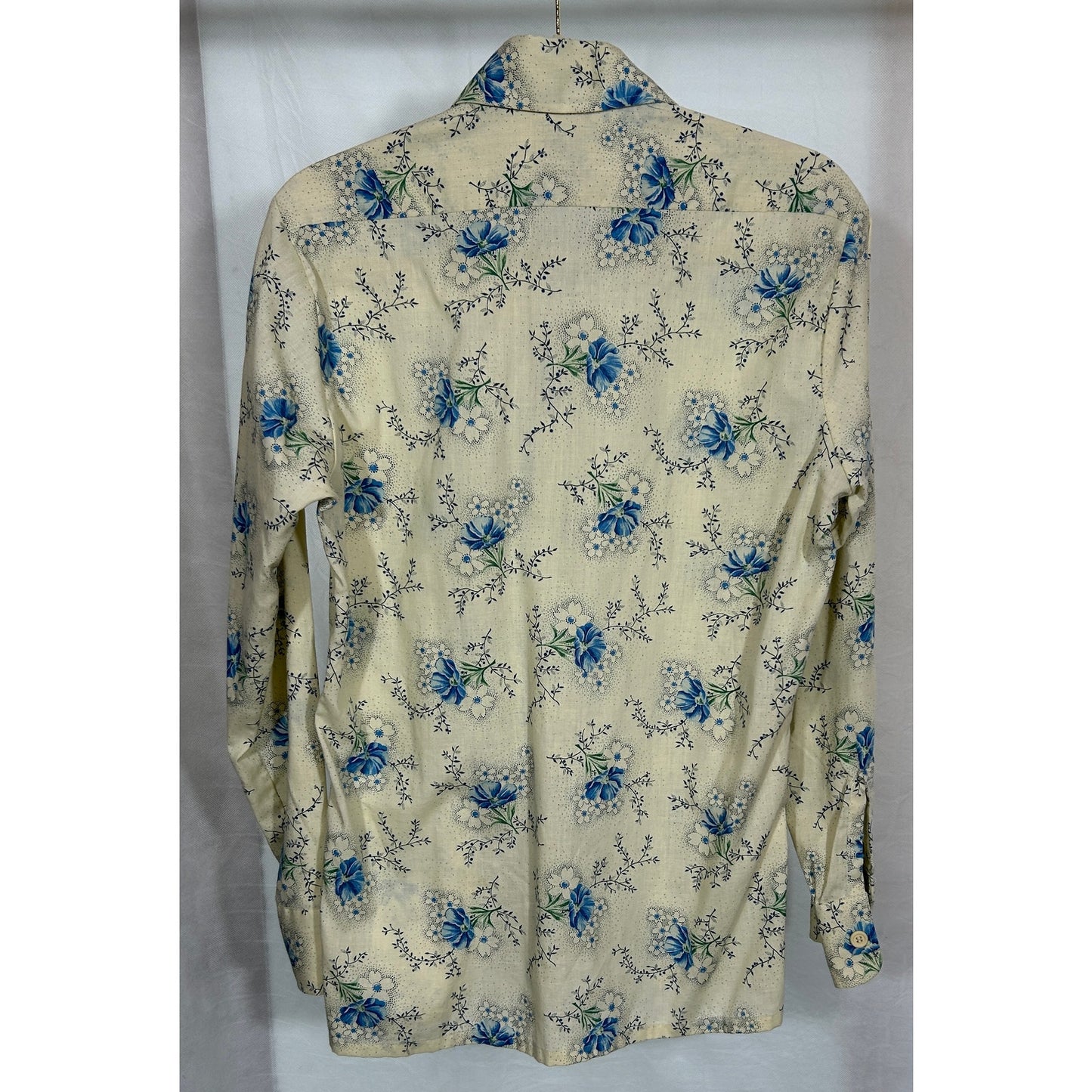 Vintage Golden Vee Country Store Floral Shirt S Blue Flower Print 70s