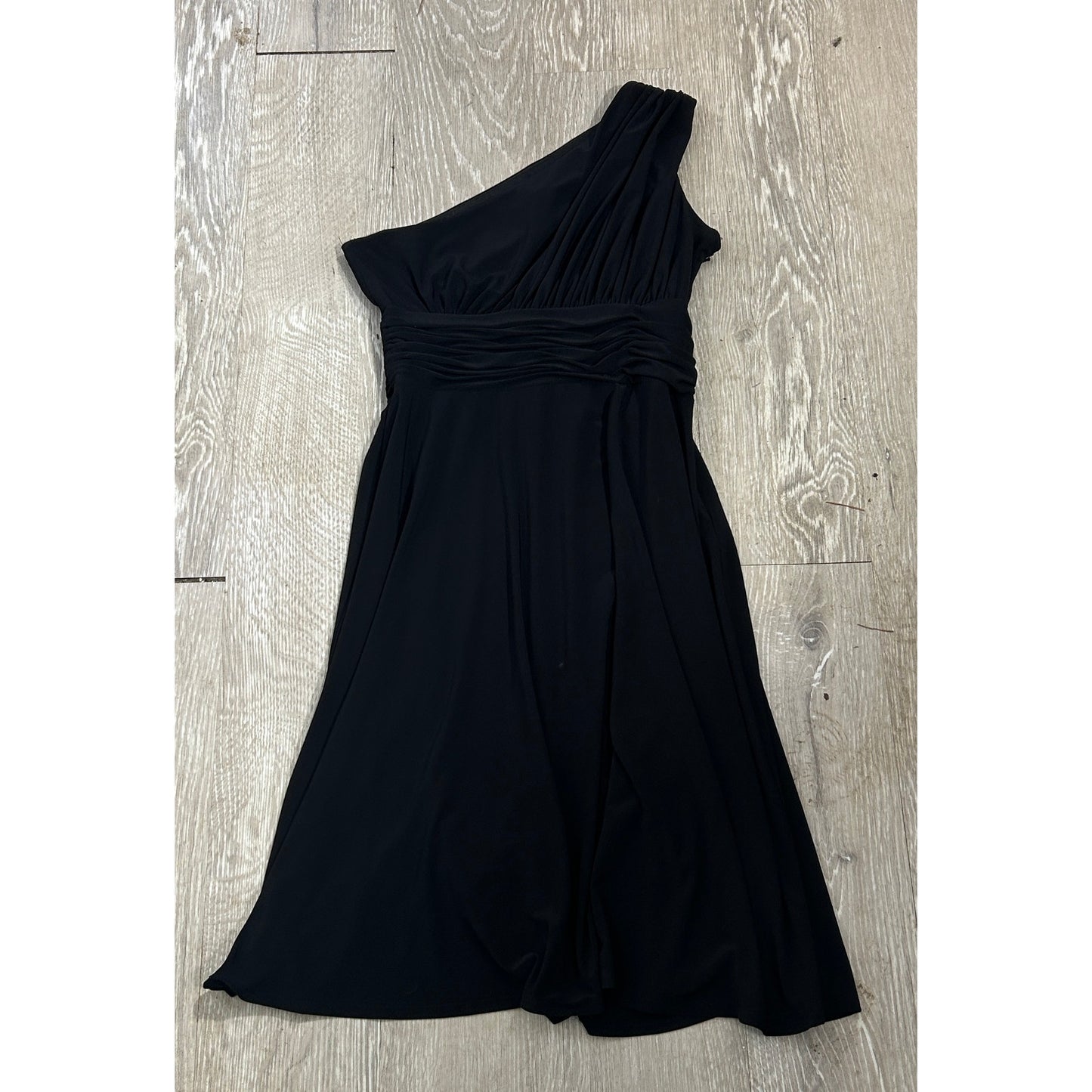 Evan-Picone One Shoulder Ruched Black Cocktail Dress Size 8