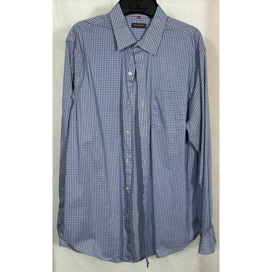 Van Heusen Traveler Men’s Blue Check Long Sleeve Shirt Size Medium