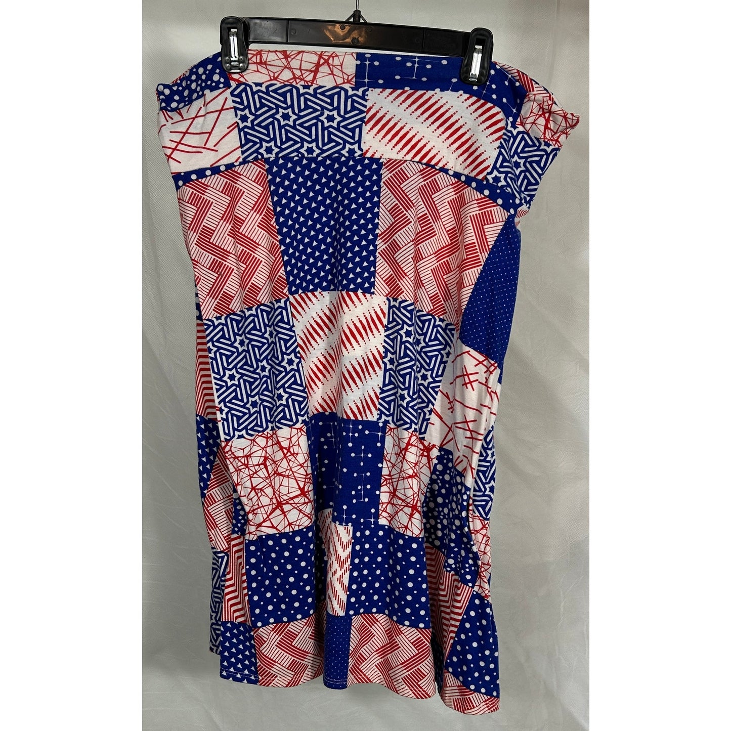 LuLaRoe XXL Patchwork Americana Strapless Dress or Skirt Red White Blue