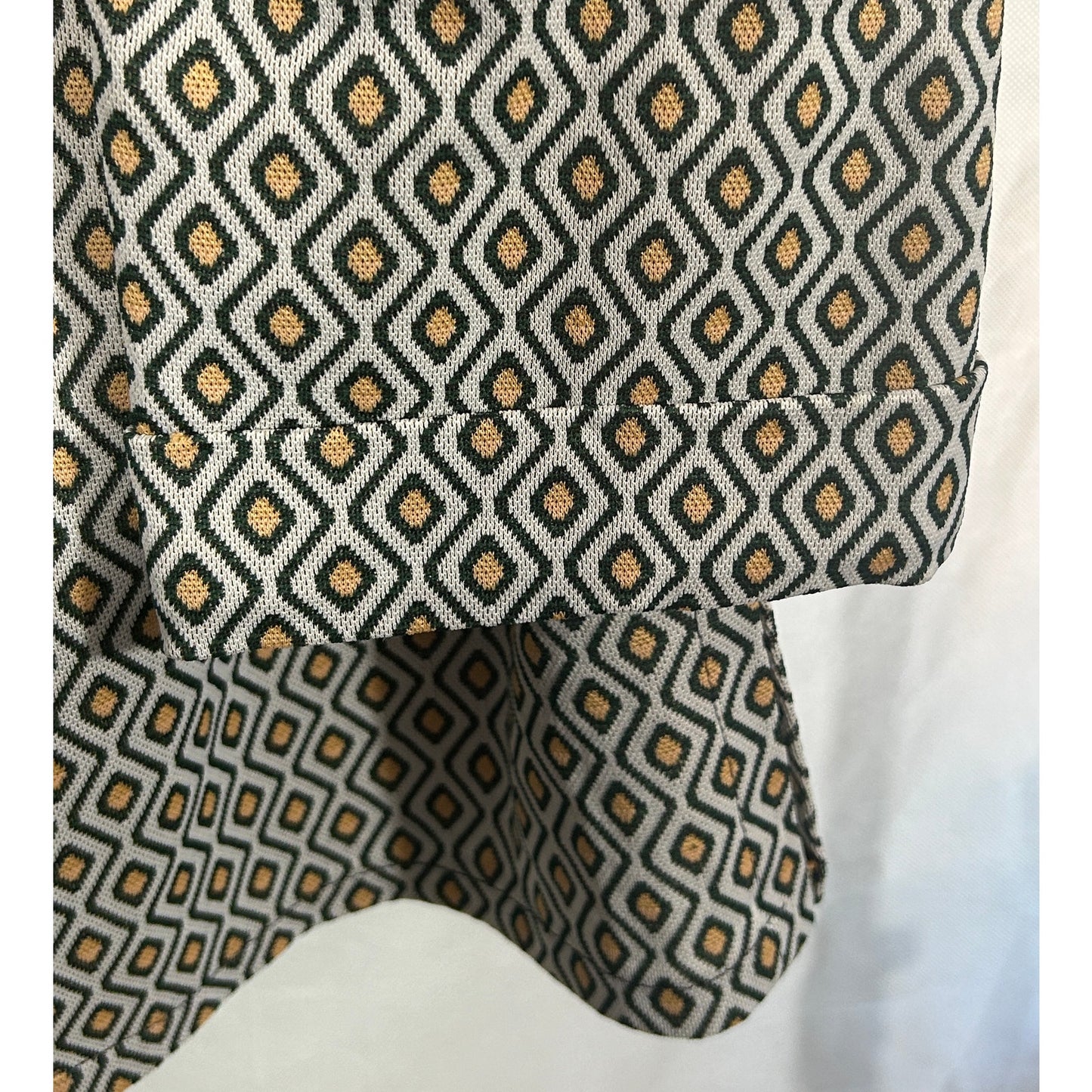 Handmade Retro Geometric Print 3/4 Sleeve Blouse – Size M