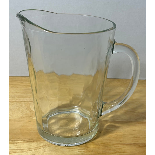Clear Glass Pitcher with Dimple Texture – 7.5" Tall, 6" Diameter, Vintage Style