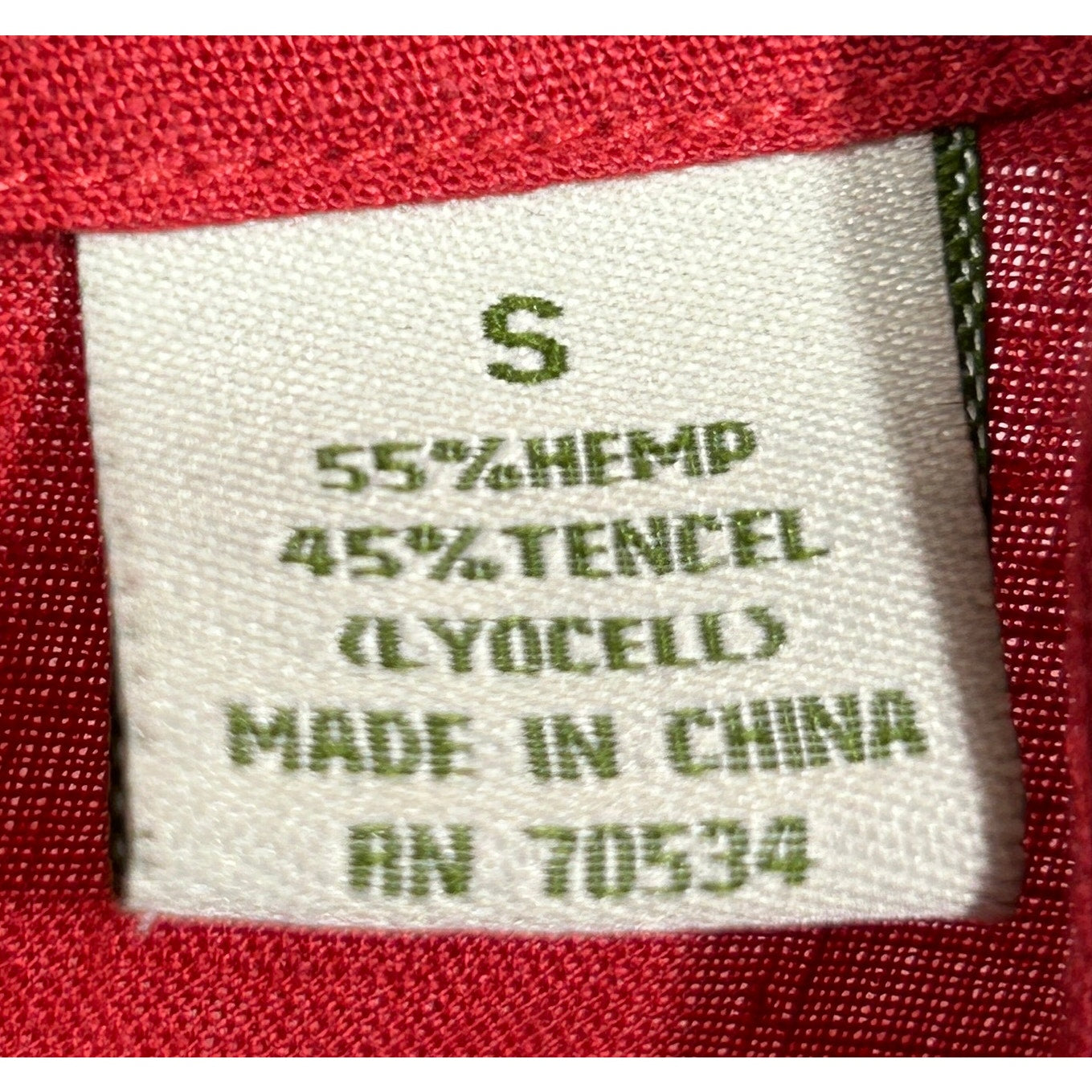 Orvis Women’s Red Hemp Tencel Button Down Shirt Long Sleeve Size Small