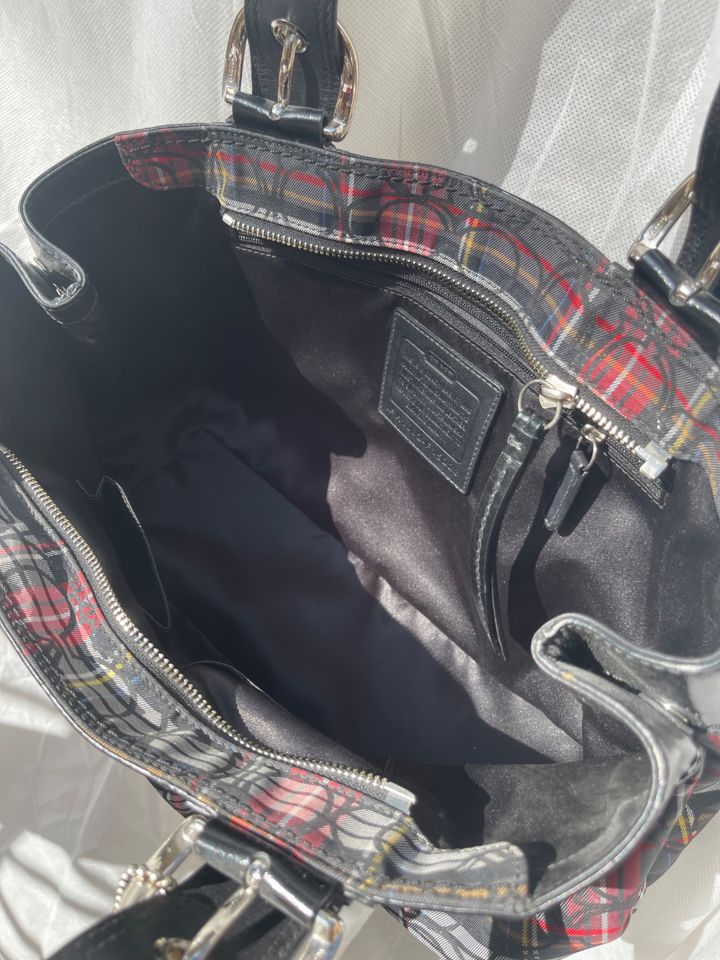 Coach Poppy Tartan Plaid Tote Bag (Style F15467)