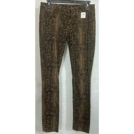 Seven7 Brown Snake Print Skinny Jeans Size 4 Cotton Stretch Pants NWT