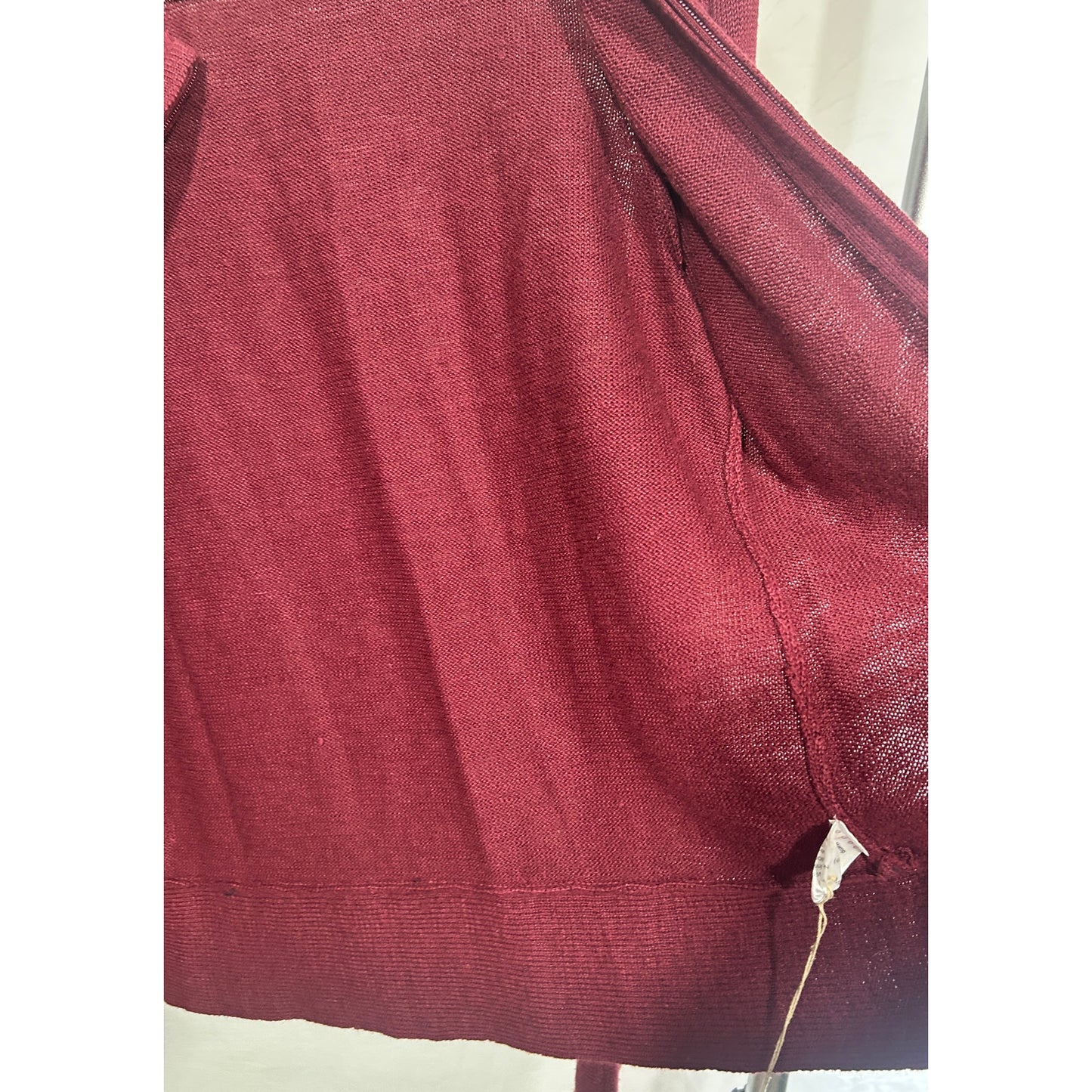 Of the Earth Hemp Wool Burgundy Asymmetrical Zip Sweater Jacket Size L